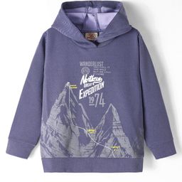 Rikidoos Full Sleeves Typography Printed Hooded Sweatshirt - Blue-picture-27