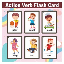 wissen Wooden (MDF) Action Verb Learning Flash Card with Lacing Thread - Multicolour image 2
