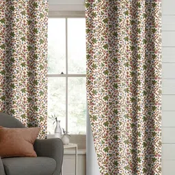 Myntra Elegant Homes Green & Pink 2 Pieces Floral Printed Black Out Long Door Curtains-37