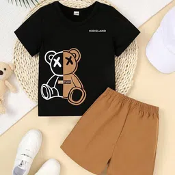 HELPOM Kids Pack Of 2 Printed Round Neck T-shirt With Shorts-picture-16