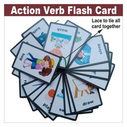 wissen Wooden (MDF) Action Verb Learning Flash Card with Lacing Thread - Multicolour image 5