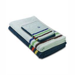 United Colors of Benetton Blue & Green 4 Pieces Striped Pure Cotton 450 GSM Towel Set-image-91