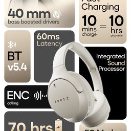 boult audio Boult Q With 70H Battery ENC Mic 40mm Drivers 4 EQ Modes Over Ear Bluetooth Headphones image 5