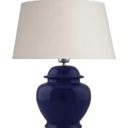 Homesake White Ceramic Table Lamp with Drum Shade (Bulb Included) - Set of 1 image 2