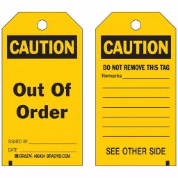 BRADY Caution Tag 3 inch x 5-3/4 inch Black on Yellow for Indoor/Outdoor Usage, 8XCE3 (Pack of 10 Pcs)-image-95