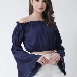 KASSUALLY Navy Relaxed Fit Crop Top-picture-37
