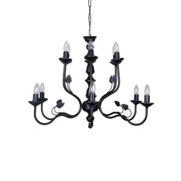 Fos Lighting Chandelier Ceiling Light 40 W Mild Steel Black, AABlackLeaves-CH6+6-image-44
