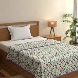 home expressions Meadow White & Green Printed Cotton AC Room 150 GSM Single Bed Dohar-picture-20