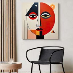 999Store Multicolor Canvas Geometric Face Wrapped Painting-82