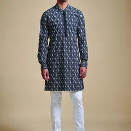 RR Blue Men Geometric Thread Work Kurta-picture-41