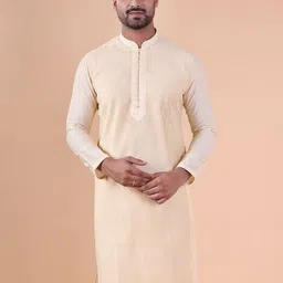 AURIK Woven Design Mandarin Collar Thread Work Straight Kurta-picture-8