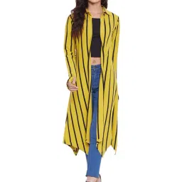 Hypernation Yellow & Black Cotton Striped Shrug-19