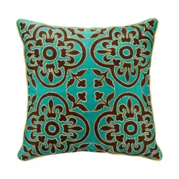 Home4U Green & Brown Dupion Cushion Cover-image-12