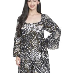 Oxolloxo Black Printed A-Line dress-image-91