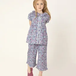 Cherry Crumble by Nitt Hyman Kids Multicolor Floral Printed Floral Nightsuit-image-59