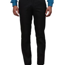Raymond Black Slim Fit Self Pattern Trousers-picture-1