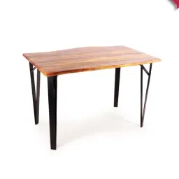 ExclusiveLane Raw Edges Beige Acacia Wood Handcrafted 4 Seater Dining Table Natural Finish-picture-29