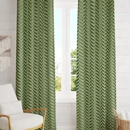 B' Decorlish Green Set of 2 Geometric Room Darkening Door Curtain-image-75