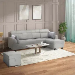 Duroflex Zivo Plus Grey Solid Wood 3 Seater Sofa Set with Lounger-image-51