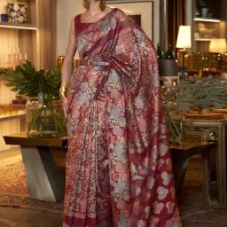 Saree Mall Maroon Silk Woven Saree With Unstitched Blouse-image-27