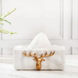 Smokey Cocktail White Resin Abstract Musk Tissue Box Handmade-picture-0