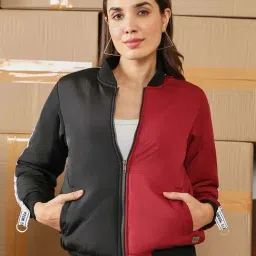 Campus Sutra Red Regular Fit Color-Block Jacket-picture-49