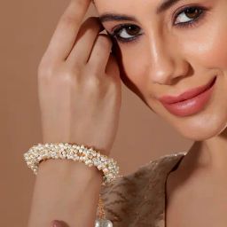 Rubans Gold-Tone Plated White Bracelet for Women-picture-24