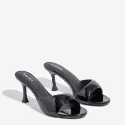 LUNA BLU by Westside Black Mule Heel Sandals-image-3