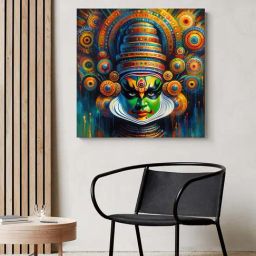999Store Multicolor Canvas Kathakali Mask Wrapped Painting-21