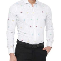 Simon Carter London White Slim Fit Printed Shirt-image-50