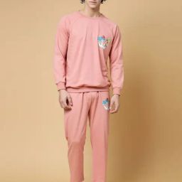 Rigo Light Pink Boxy Fit Graphic Print Oversized Sweatshirt & Trackpants Set-37