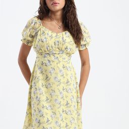 SZN Floral Print Puff Sleeve Georgette Fit & Flare Dress-image-34