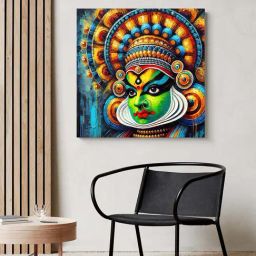 999Store Multicolor Canvas Bold Kathakali Portrait Wrapped Painting-picture-30