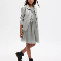 GAP Girls Silver Cotton Embellished Party Dress-image-39