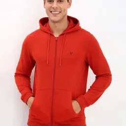 Allen Solly Red Cotton Regular Fit Hooded Sweatshirt-picture-37