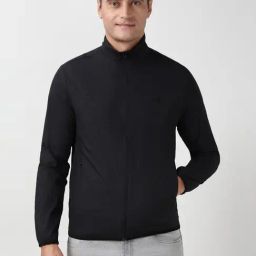 Peter England Black Regular Fit Texture Jacket-picture-2