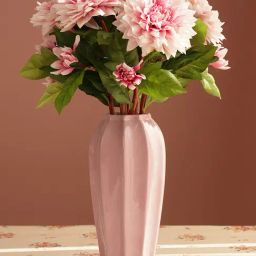 Pure Home and Living Pink Ceramic Ribbed Vase-image-60