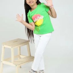 Monte Carlo Girls Green Printed Regular Fit T-Shirt-image-54