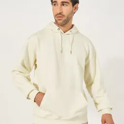 Styli Cream Relaxed Fit Self Pattern Hooded Sweatshirt-image-96