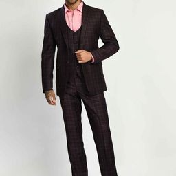 SQUIREHOOD Checked Smart Fit Single-Breasted 3 Piece Suits-picture-30