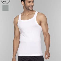 XYXX Polar White & Ash Grey Cotton Regular Fit Vests - Pack Of 2-picture-10