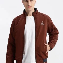 SHOWOFF Rust Nylon Slim Fit Solid Jacket-picture-15