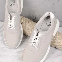 Jove Women's Grey Derby Shoes-image-3