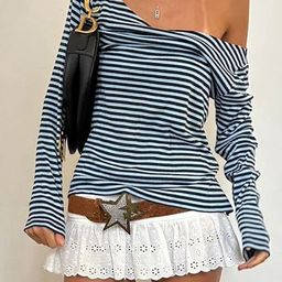 LULU & SKY Women Horizontal Striped One Shoulder Top-picture-38
