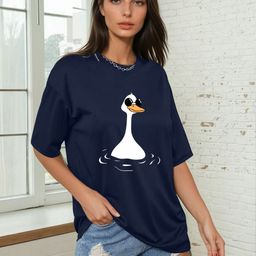 AAHWAN Duck Printed Drop-Shoulder Sleeves T-shirt-image-58