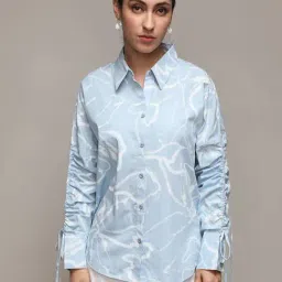 Campus Sutra Blue Regular Fit Printed Shirt-picture-49