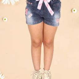Cutecumber Kids Blue Embroidered Shorts-image-25