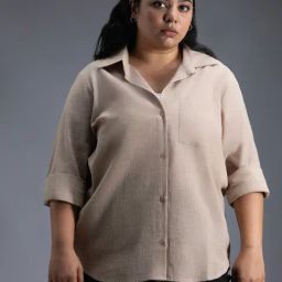 High Star Brown Cotton Regular Fit Oversized Shirt-image-79