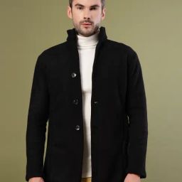 Rigo Black Cotton Regular fit Coat-image-45