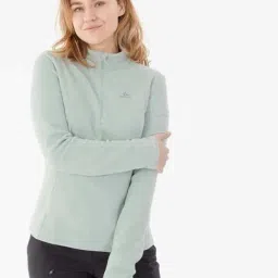 QUECHUA By Decathlon Teal Plain Fleece Jacket-image-3